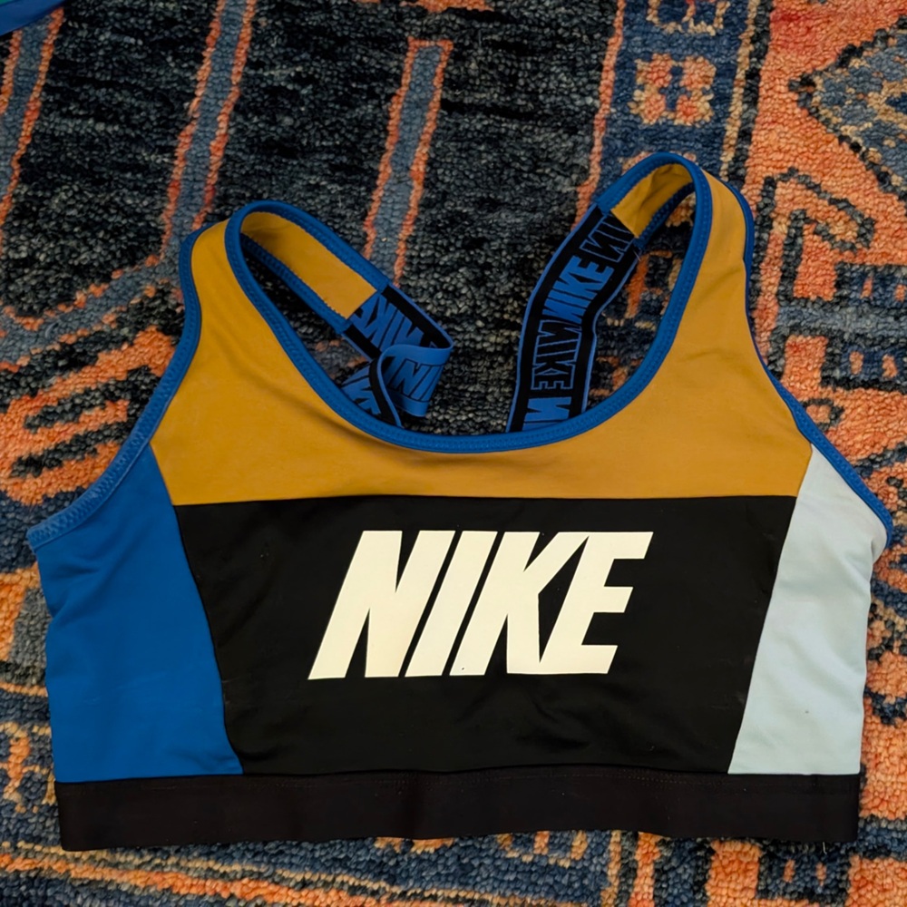 Nike Sports Bra in Blue, Yellow, and Black